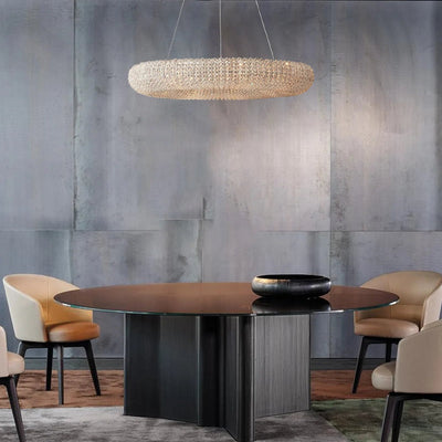 Halo Modern Clear Round Chandelier D32" - Cyran Lamps