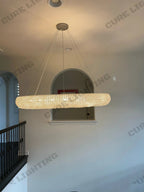 Halo Modern Clear Round Chandelier D32" - Cyran Lamps