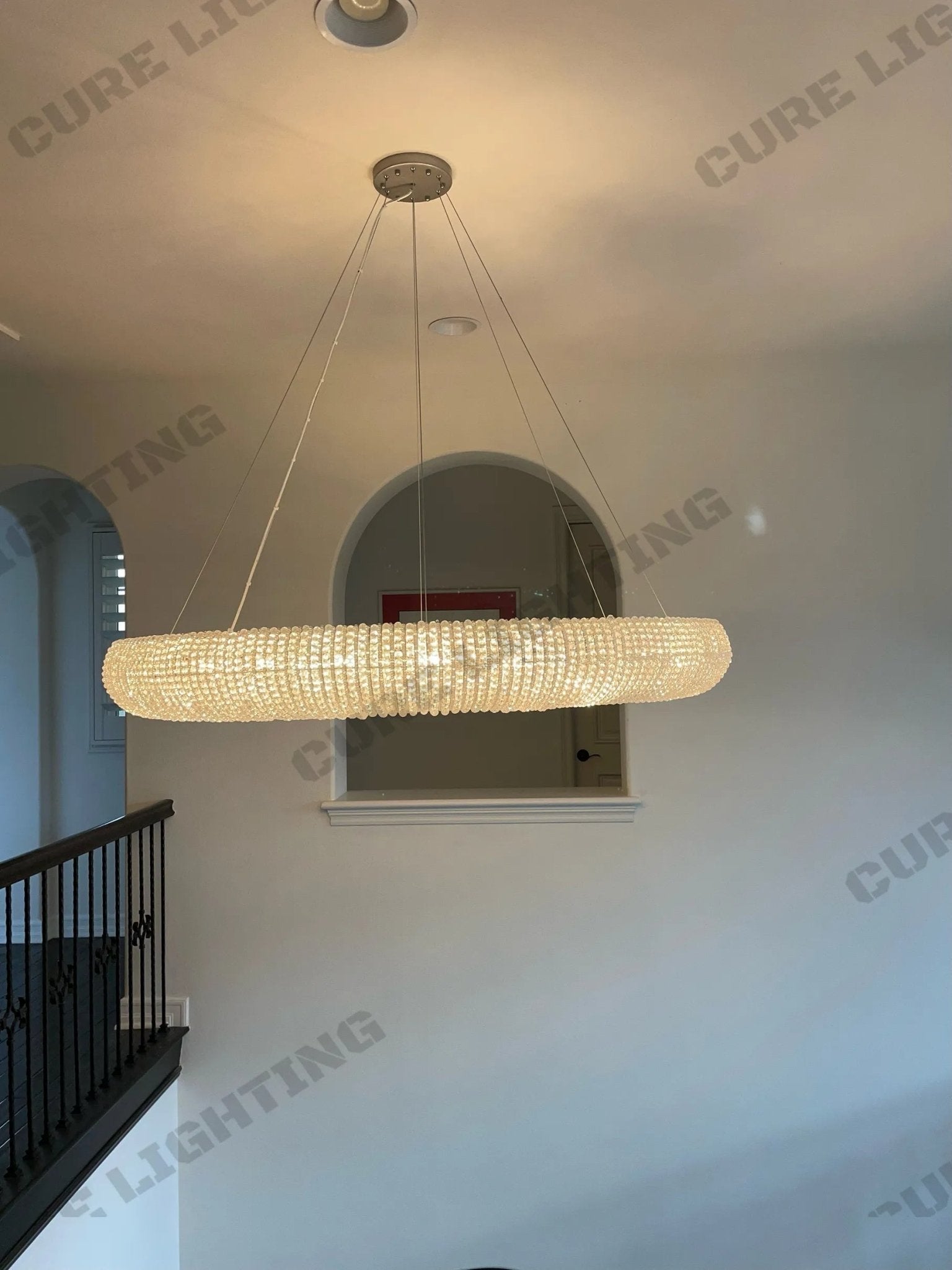 Halo Modern Clear Round Chandelier D32" - Cyran Lamps