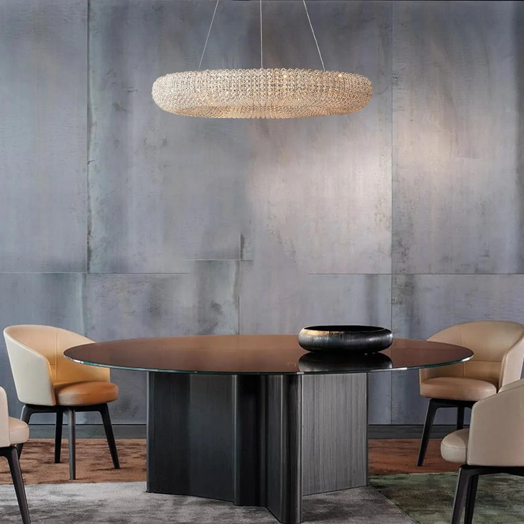 Halo Modern Clear Round Chandelier D59" - Cyran Lamps