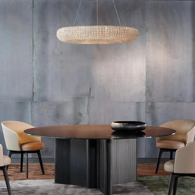 Halo Modern Clear Round Chandelier D59" - Cyran Lamps