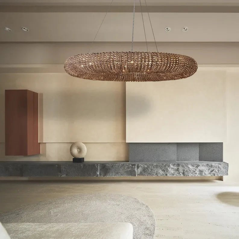 Halo Modern Somke Round Chandelier D41" - Cyran Lamps