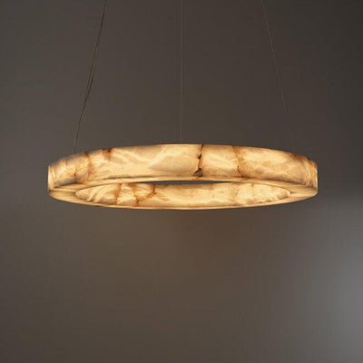 Halo Ring Alabaster Natural Stone Chandelier - 23.6 x 2.4 x 2.4 inchesCyranlamps