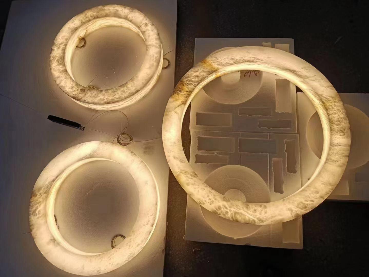 Halo Ring Alabaster Natural Stone Chandelier - 23.6 x 2.4 x 2.4 inchesCyranlamps