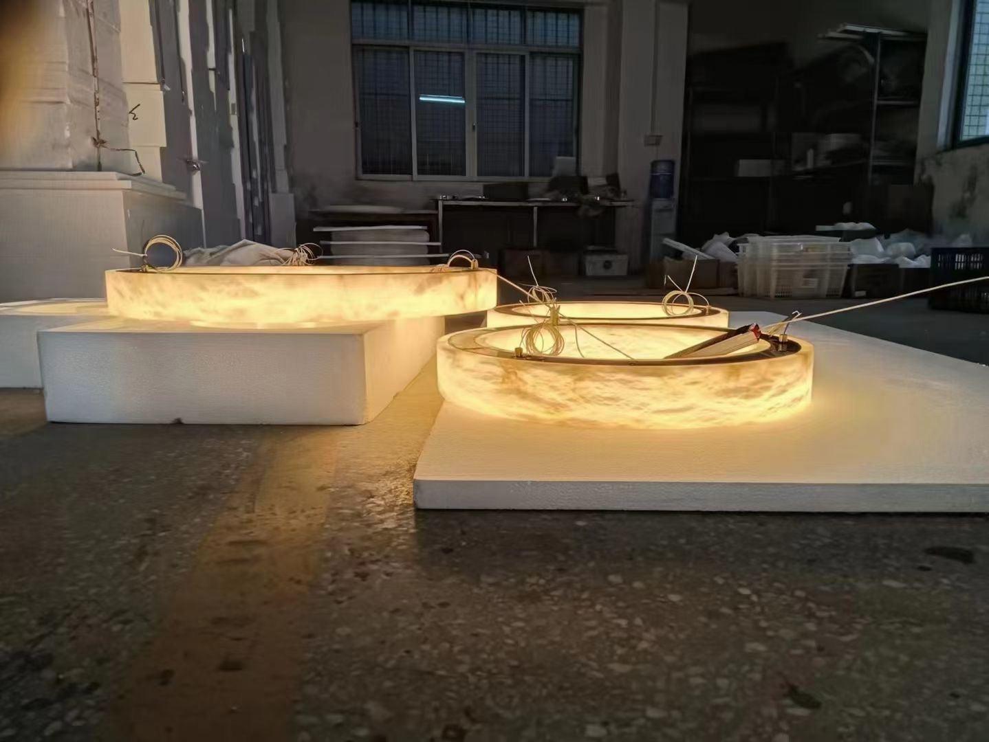 Halo Ring Alabaster Natural Stone Chandelier - 23.6 x 2.4 x 2.4 inchesCyranlamps