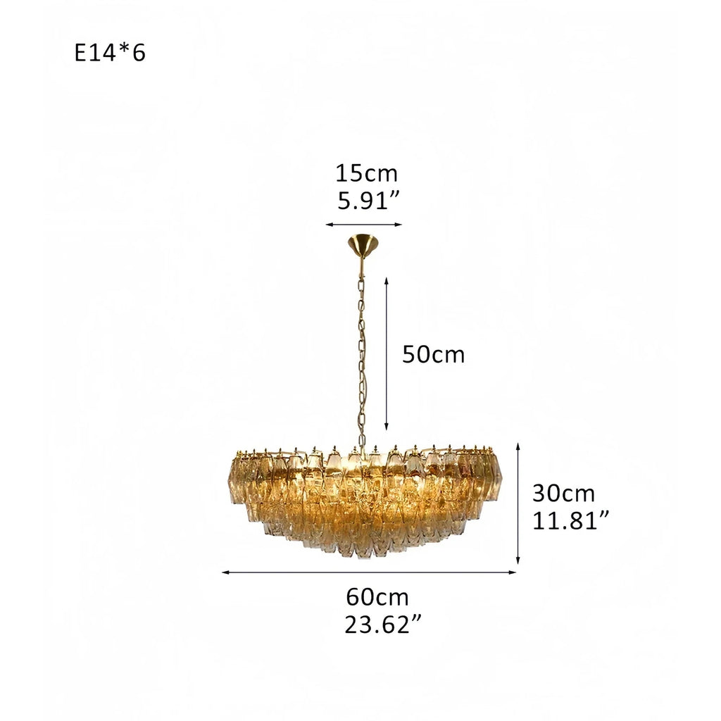 Hand Blown Tier Glass Large Murano Chandelier 24"31"40" - Cyran Lamps