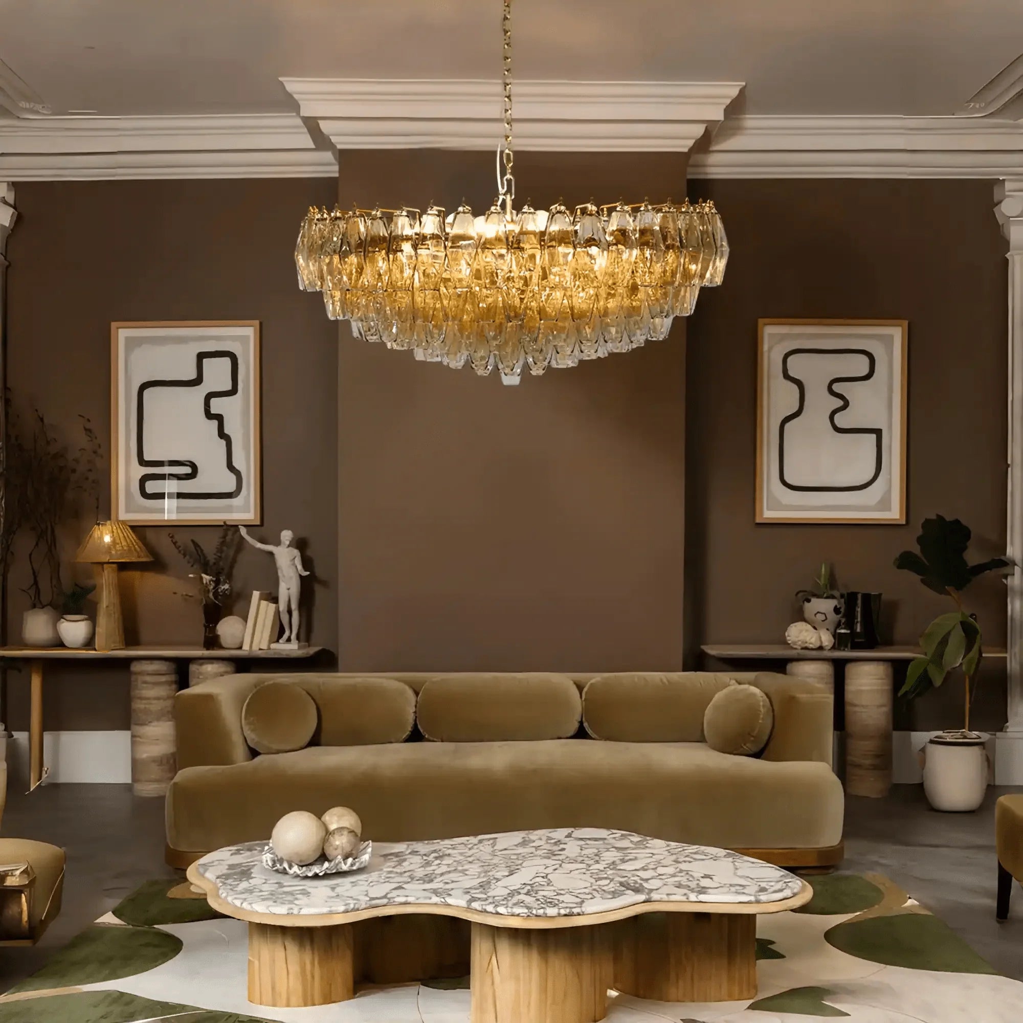 Hand Blown Tier Glass Large Murano Chandelier 24"31"40" - Cyran Lamps