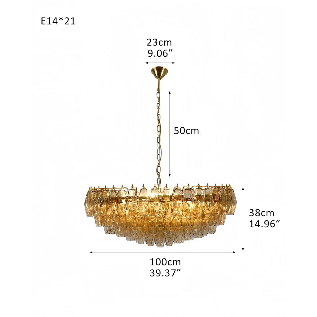 Hand Blown Tier Glass Large Murano Chandelier 24"31"40" - Cyran Lamps