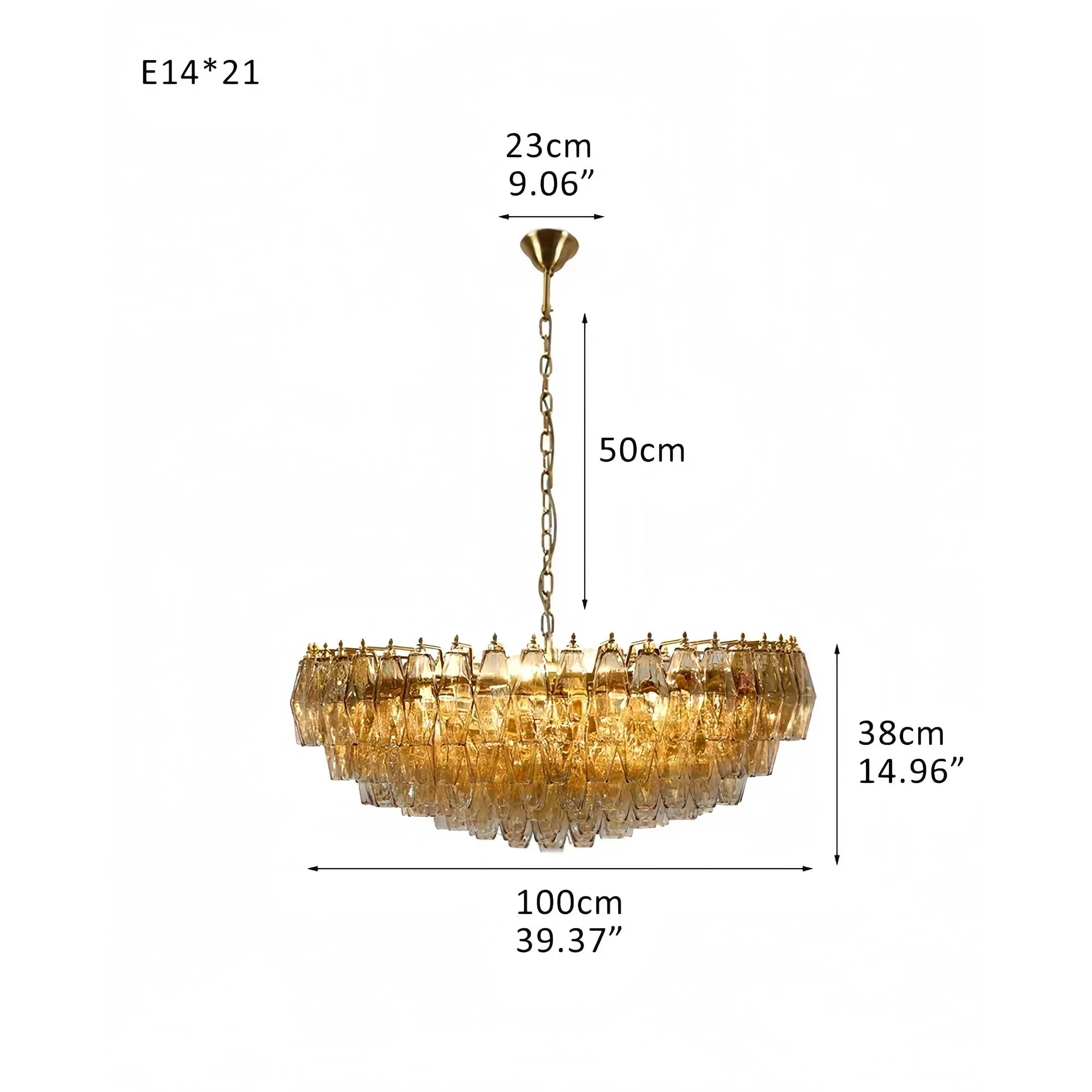 Hand Blown Tier Glass Large Murano Chandelier 24"31"40" - Cyran Lamps