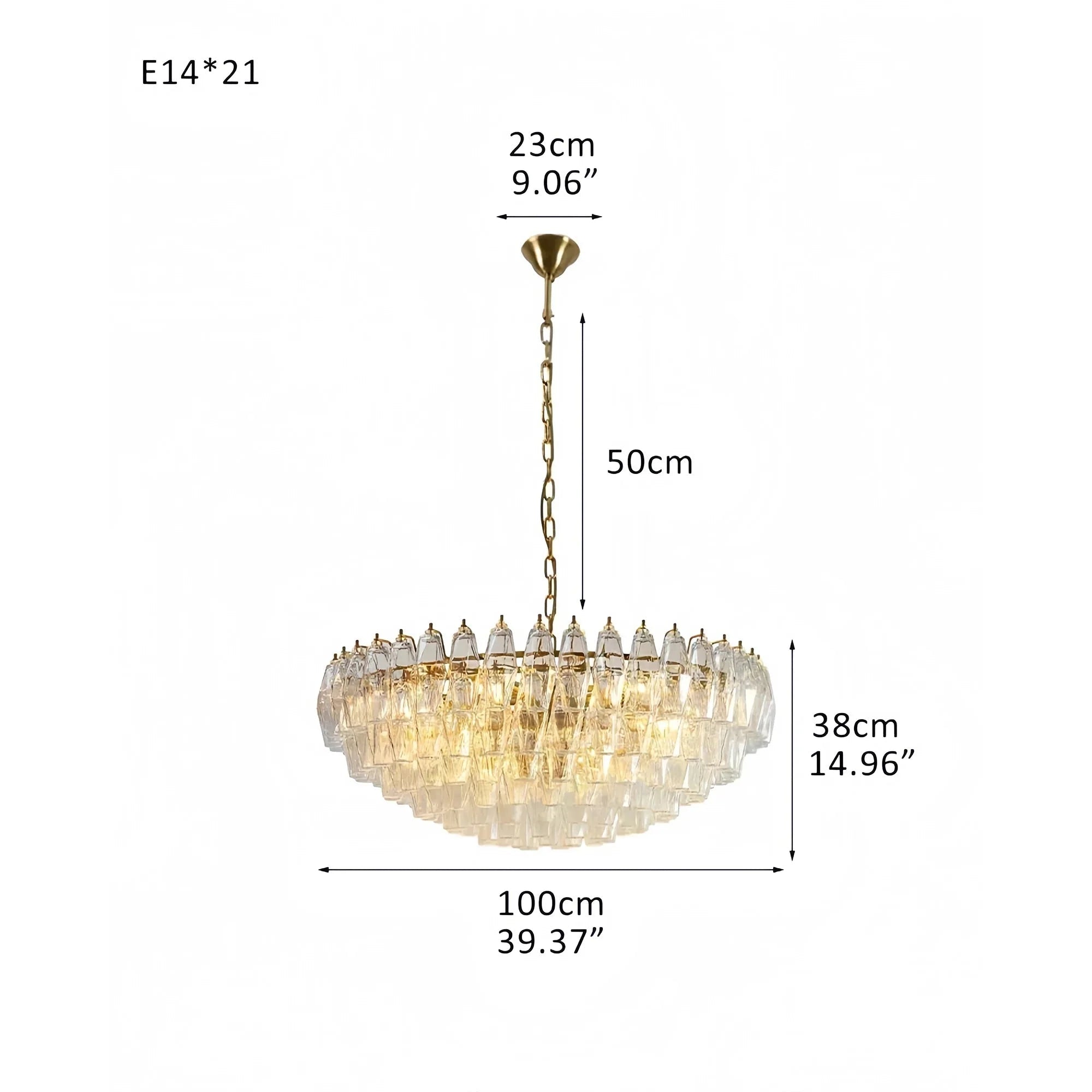 Hand Blown Tier Glass Large Murano Chandelier 24"31"40" - Cyran Lamps