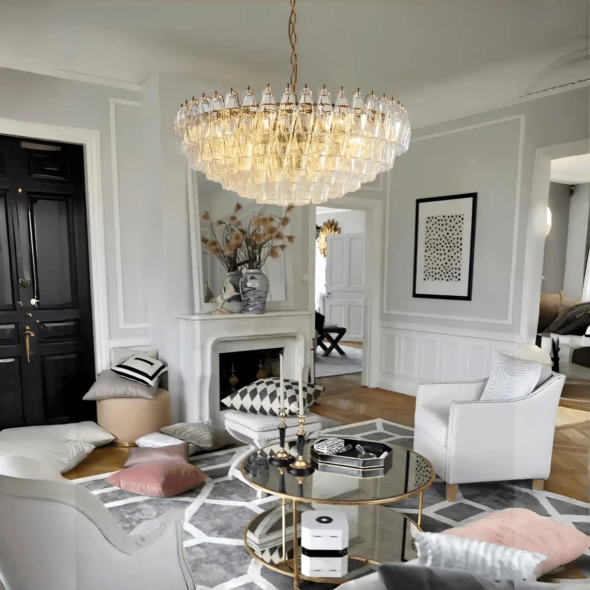 Hand Blown Tier Glass Large Murano Chandelier 24"31"40" - Cyran Lamps