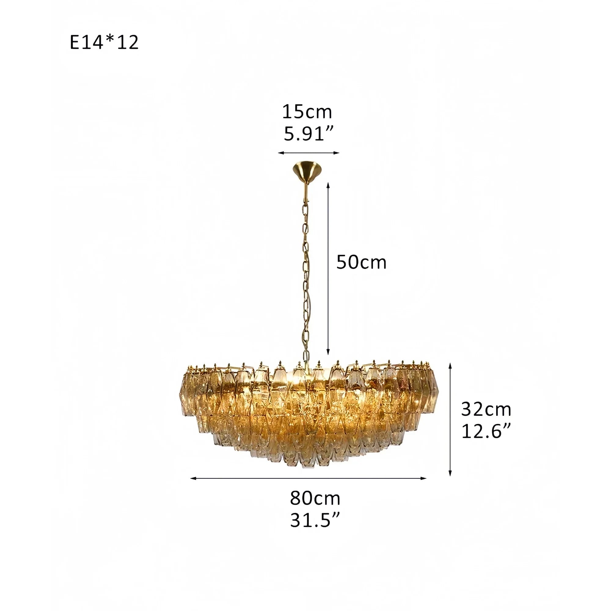 Hand Blown Tier Glass Large Murano Chandelier 24"31"40" - Cyran Lamps