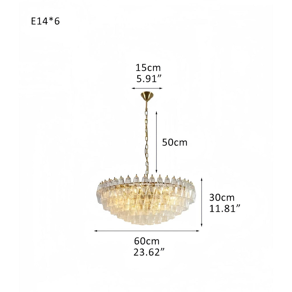 Hand Blown Tier Glass Large Murano Chandelier 24"31"40" - Cyran Lamps