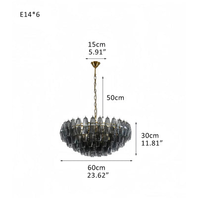 Hand Blown Tier Glass Large Murano Chandelier 24"31"40" - Cyran Lamps