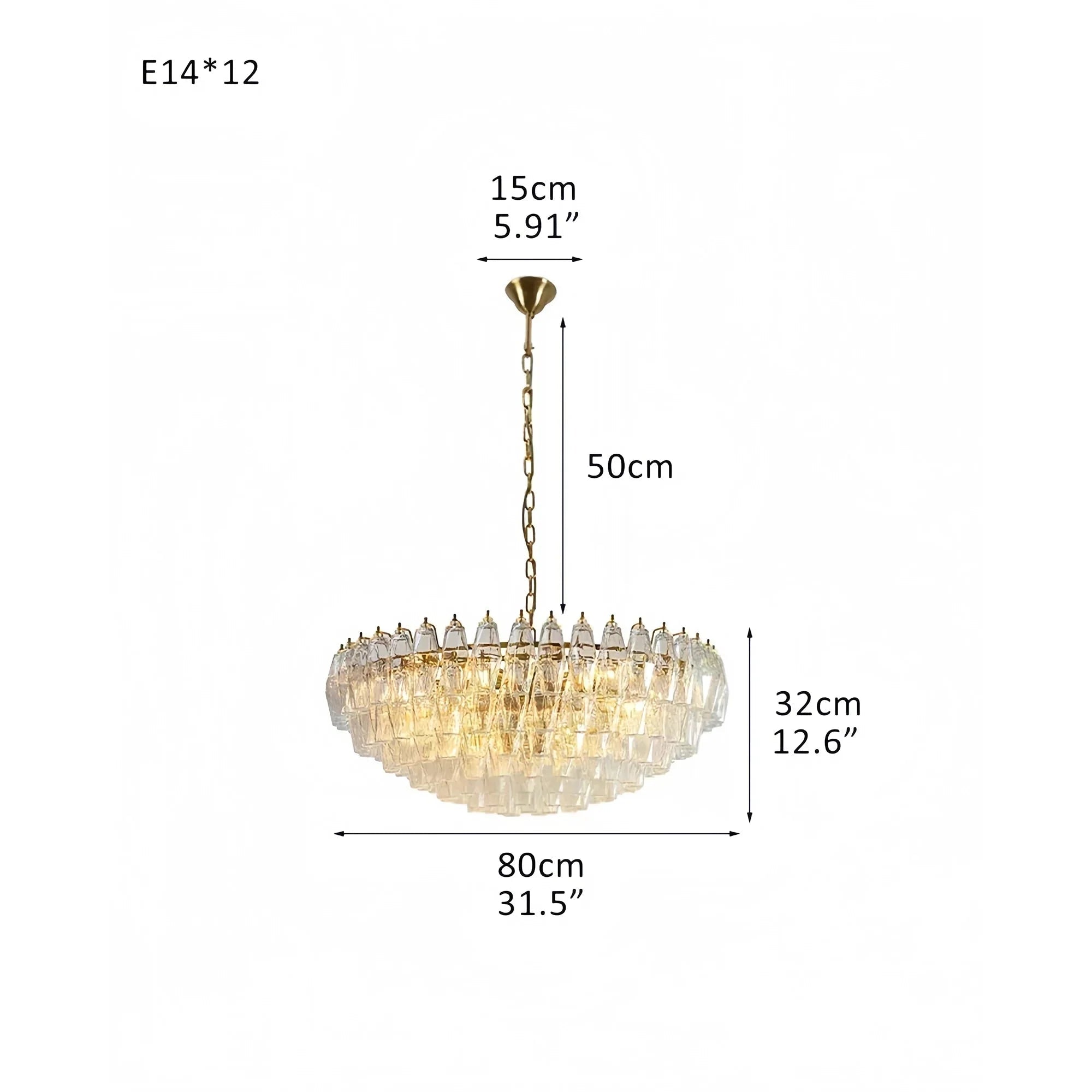 Hand Blown Tier Glass Large Murano Chandelier 24"31"40" - Cyran Lamps