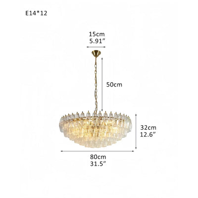 Hand Blown Tier Glass Large Murano Chandelier 24"31"40" - Cyran Lamps
