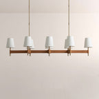Haven Leather Brass Linear Chandelier - Cyran Lamps