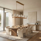 Haven Leather Brass Linear Chandelier - Cyran Lamps