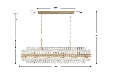Hayes Rectangular Crystal 16 Light Chandelier - Cyran Lamps