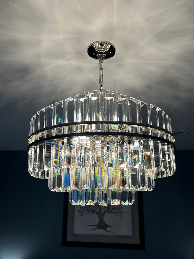 Hayes Round Crystal 12 Light Chandelier - Cyran Lamps