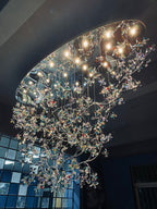 Hotel Entrance Crystal Flower Branch Chandelier Luxury Ceiling Lighting Fixture For Foyer Entryway - Cyran Lamps