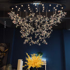 Hotel Entrance Crystal Flower Branch Chandelier Luxury Ceiling Lighting Fixture For Foyer Entryway - Cyran Lamps