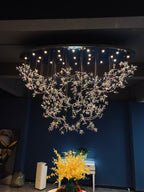 Hotel Entrance Crystal Flower Branch Chandelier Luxury Ceiling Lighting Fixture For Foyer Entryway - Cyran Lamps