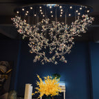 Hotel Entrance Crystal Flower Branch Chandelier Luxury Ceiling Lighting Fixture For Foyer Entryway - Cyran Lamps