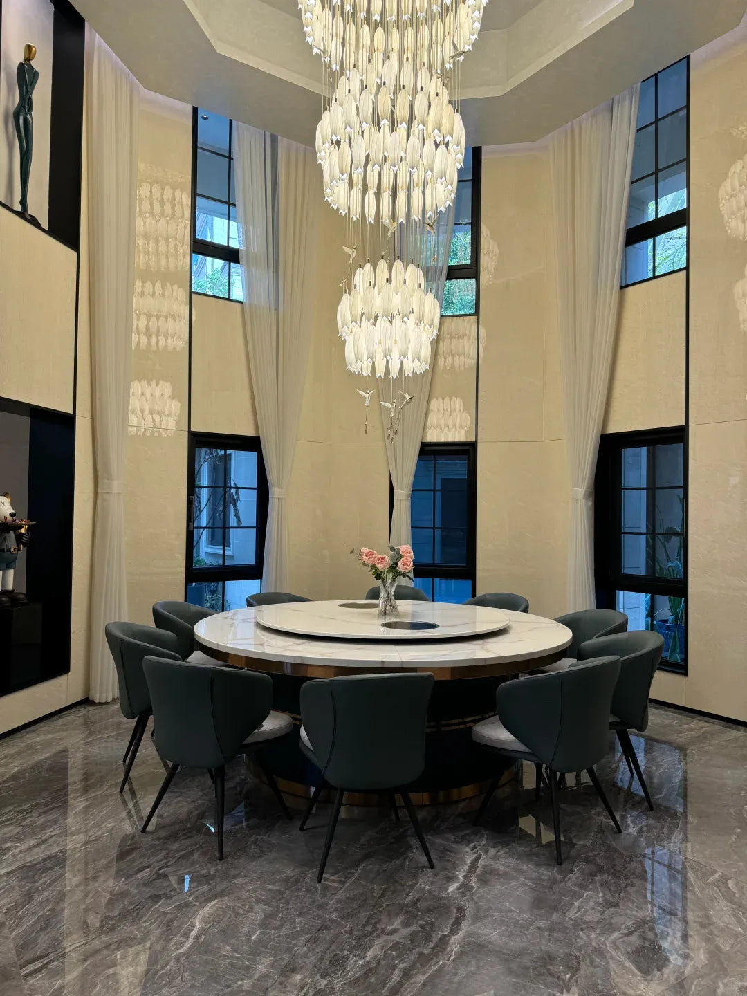 Ceramic Tulip Cascade Staircase Chandelier