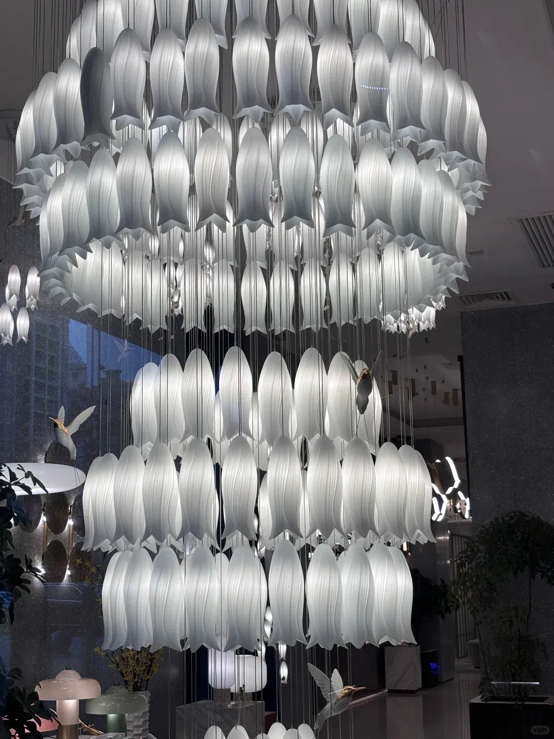 Ceramic Tulip Cascade Staircase Chandelier