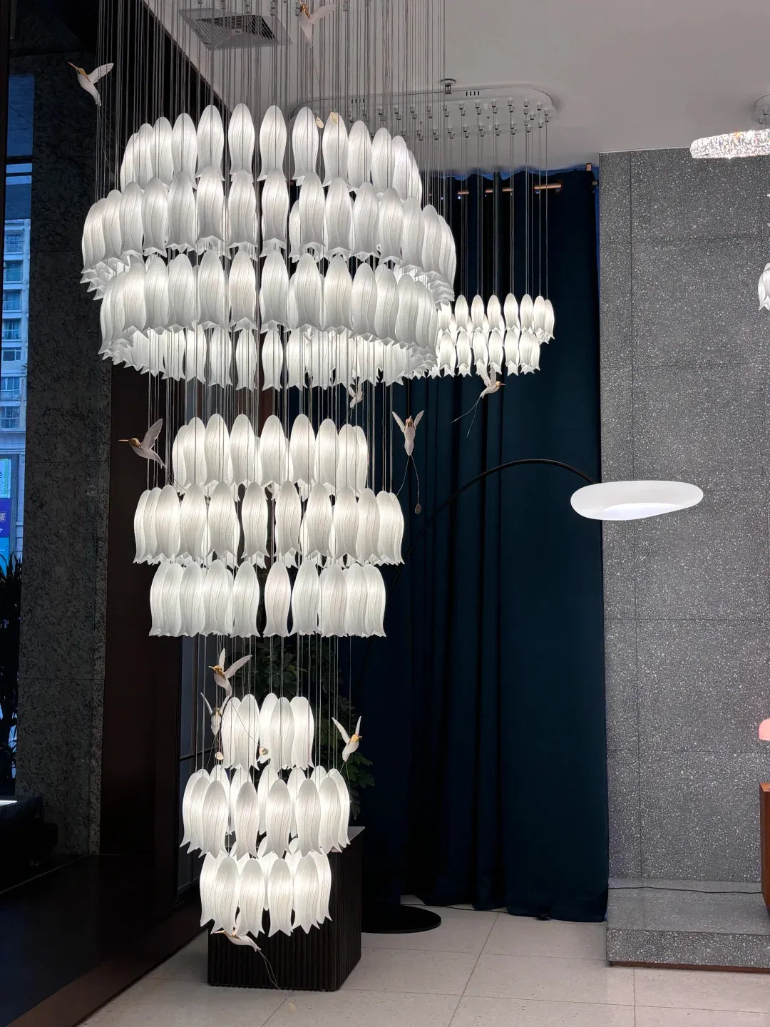 Ceramic Tulip Cascade Staircase Chandelier