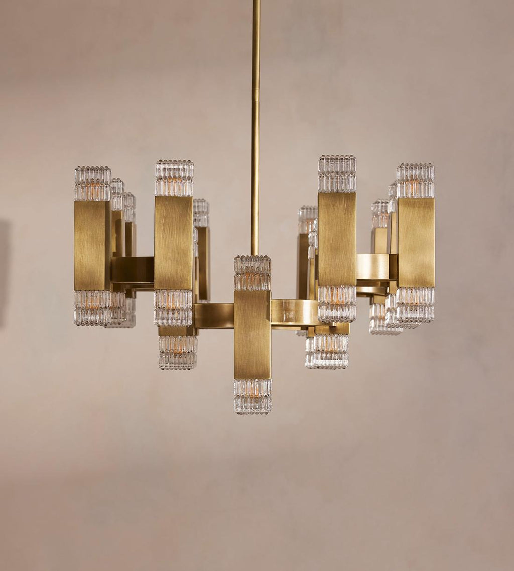 Kennedy Glass Chandelier 32"W - Cyran Lamps
