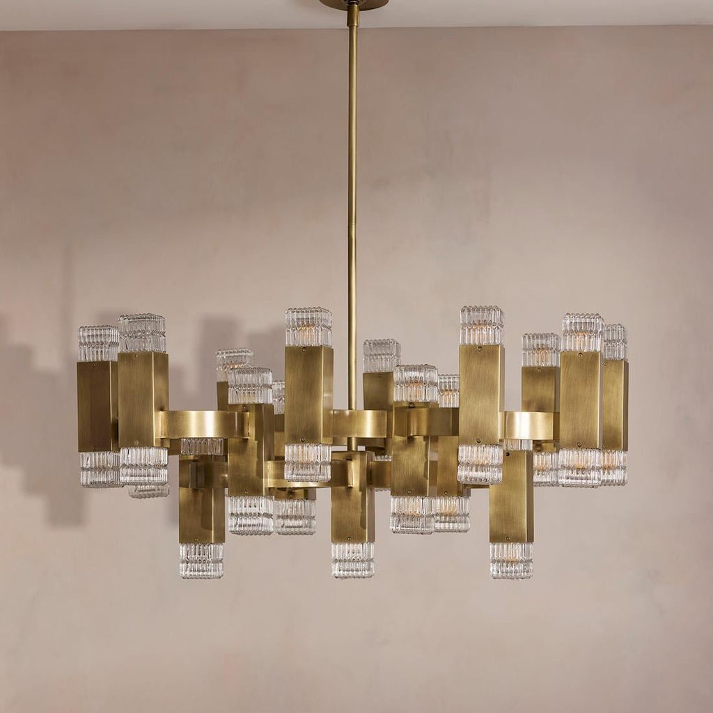 Kennedy Glass Chandelier 32"W - Cyran Lamps