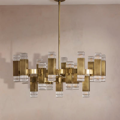 Kennedy Glass Chandelier 32"W - Cyran Lamps