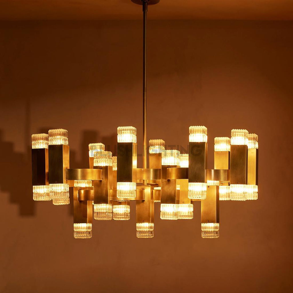 Kennedy Glass Chandelier 32"W - Cyran Lamps