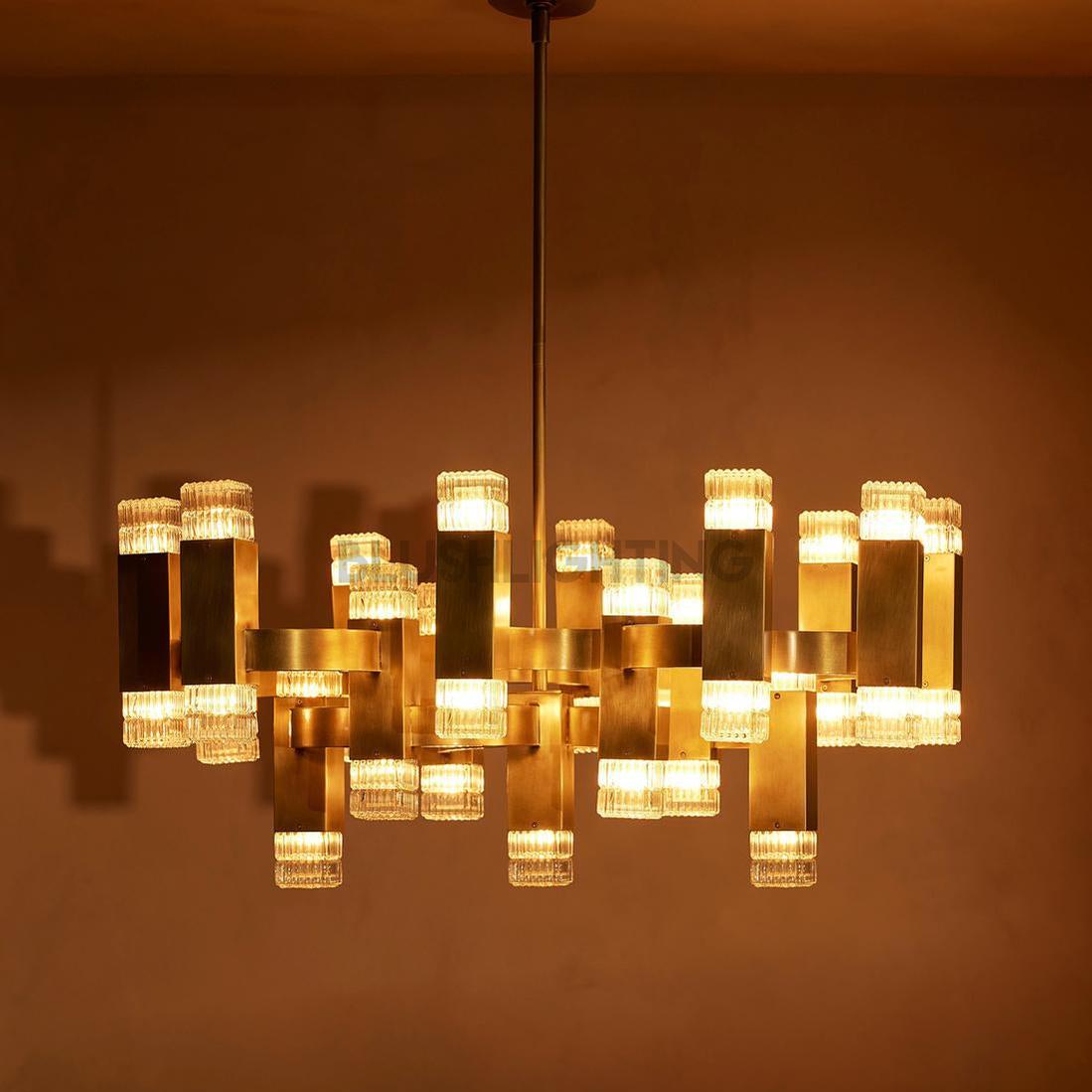 Kennedy Glass Chandelier 32"W - Cyran Lamps