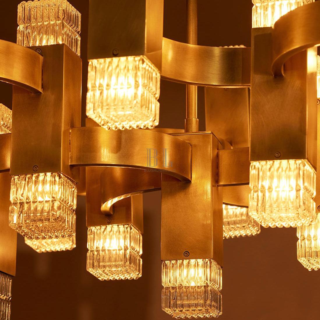 Kennedy Glass Chandelier 32"W - Cyran Lamps