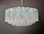 Large Murano glass Chandelier - 101 blue alabaster glass tube - Cyran Lamps