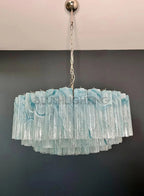 Large Murano glass Chandelier - 101 blue alabaster glass tube - Cyran Lamps