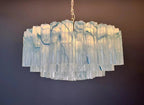 Large Murano glass Chandelier - 101 blue alabaster glass tube - Cyran Lamps