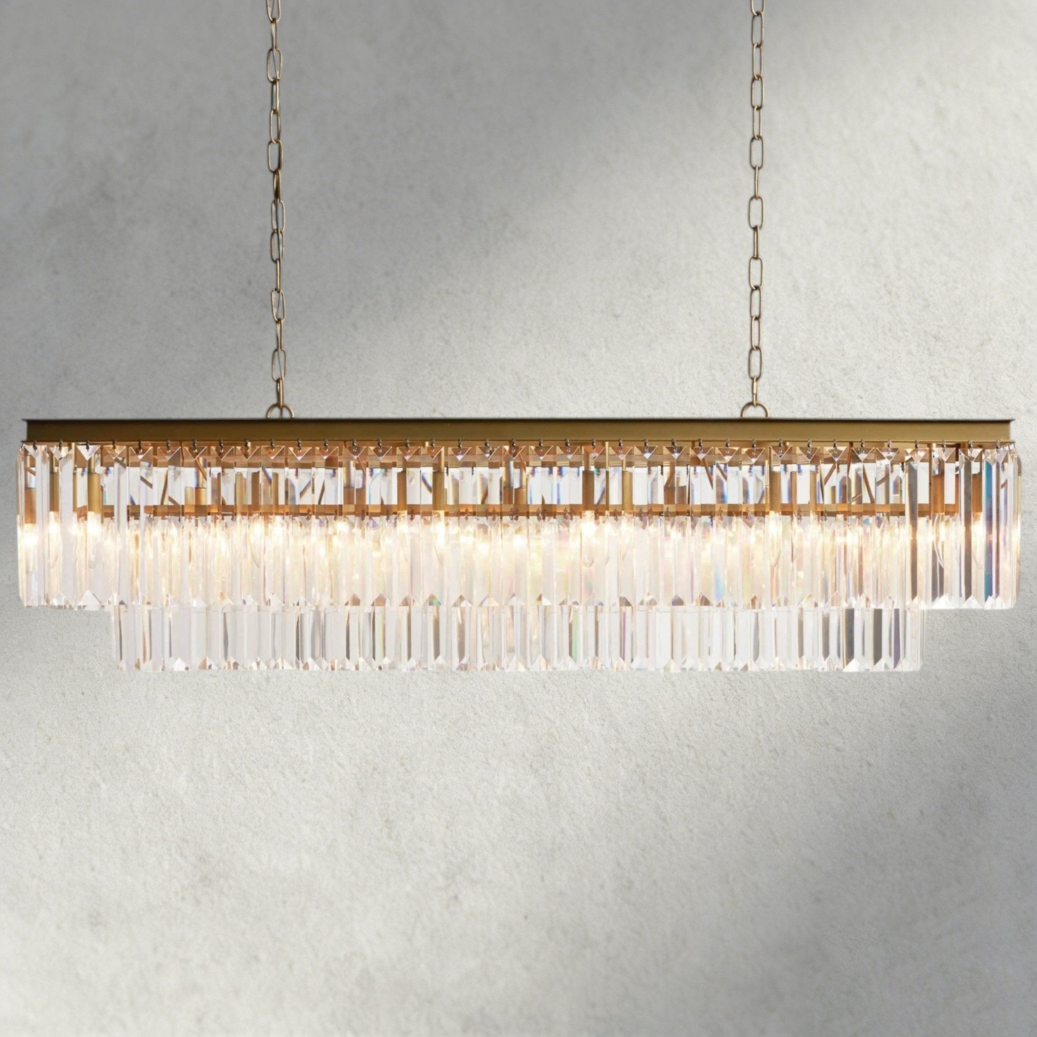 Leyland Tiered Rectangular Chandelier - Cyran Lamps