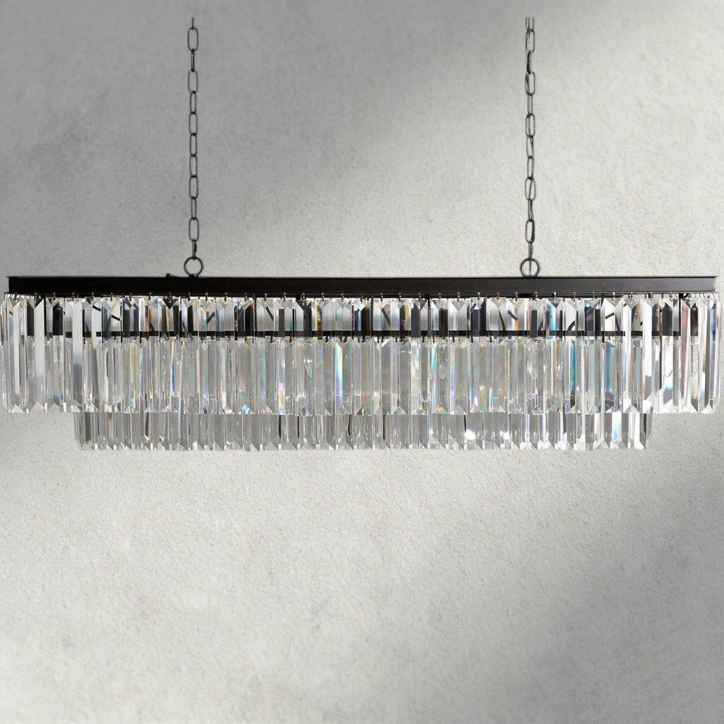 Leyland Tiered Rectangular Chandelier - Cyran Lamps