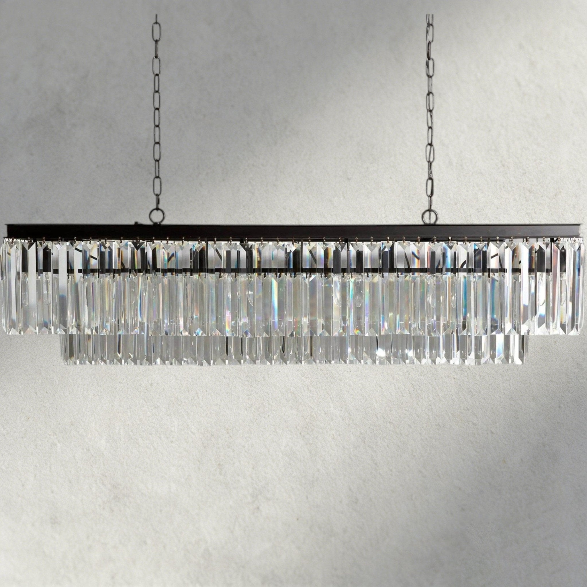 Leyland Tiered Rectangular Chandelier - Cyran Lamps