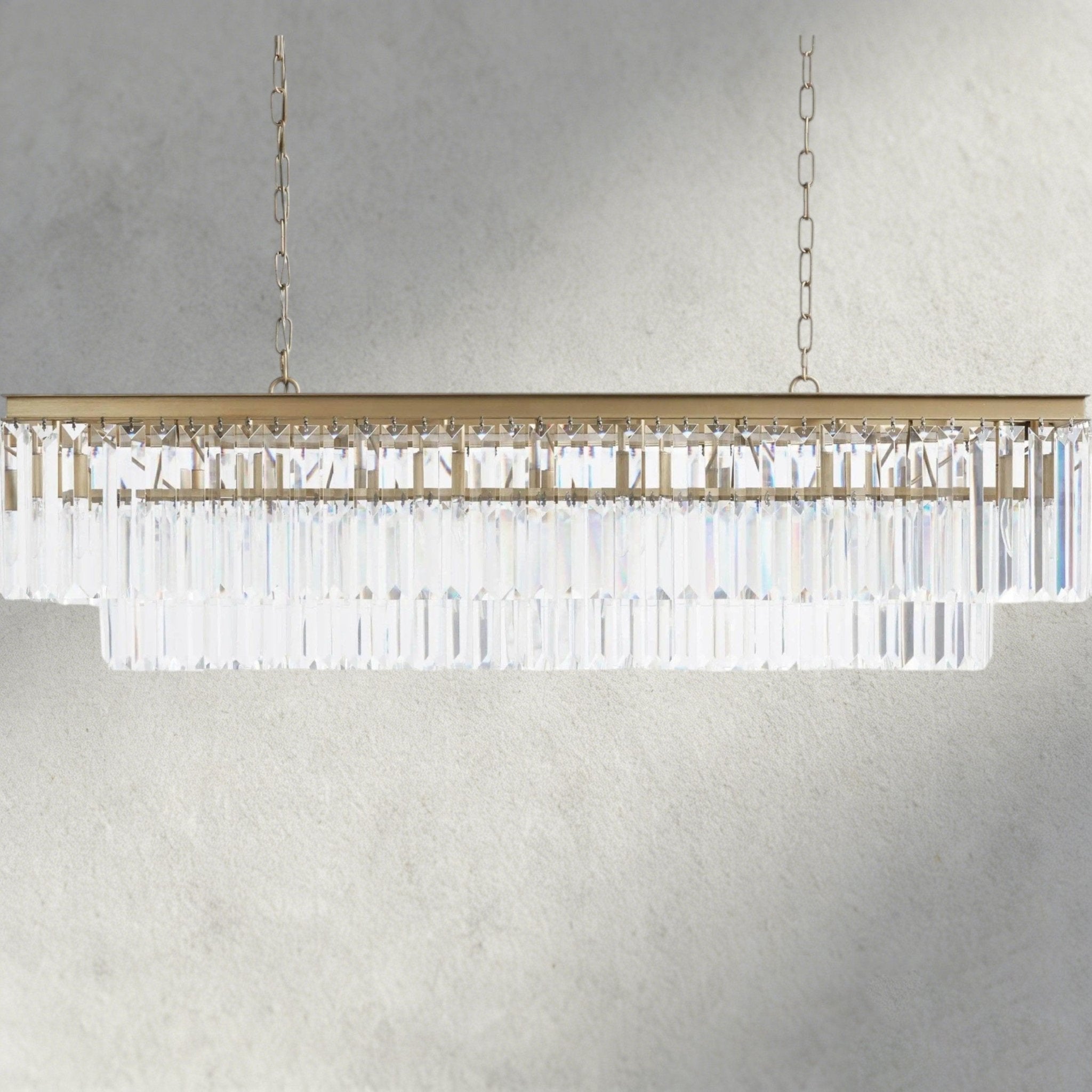 Leyland Tiered Rectangular Chandelier - Cyran Lamps