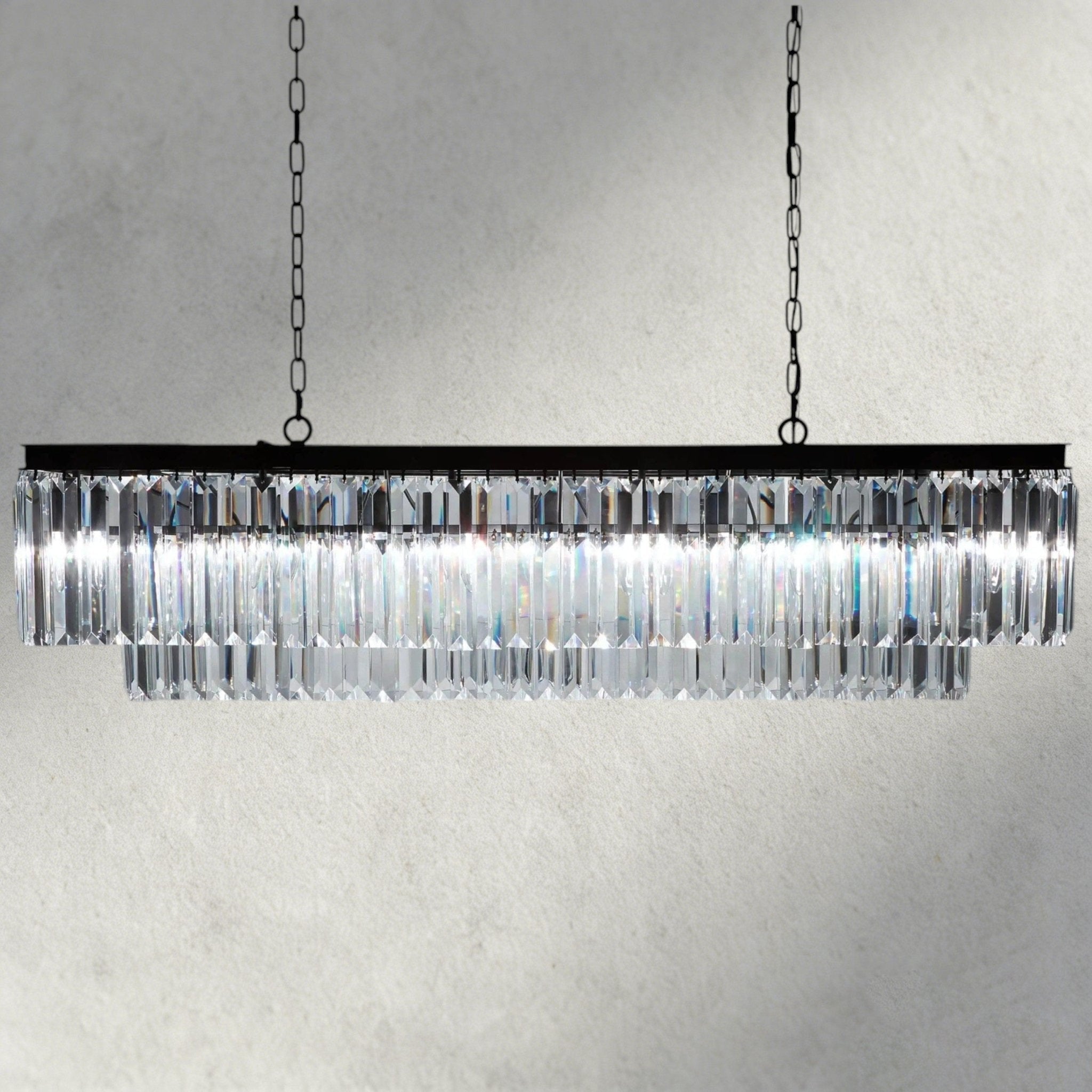 Leyland Tiered Rectangular Chandelier - Cyran Lamps