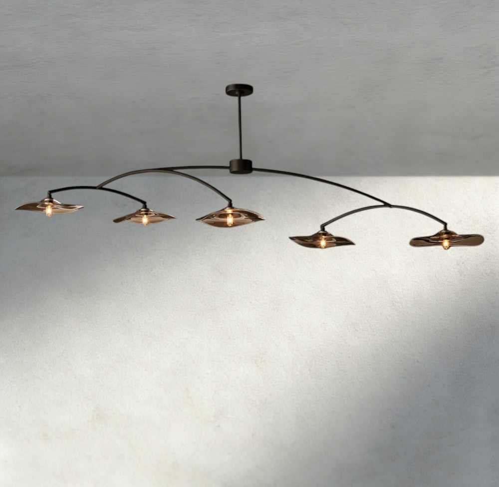 Lily Smoke Glass Linear Chandelier - Cyran Lamps