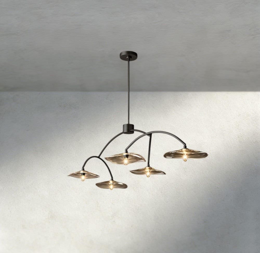 Lily Smoke Glass Linear Chandelier - Cyran Lamps