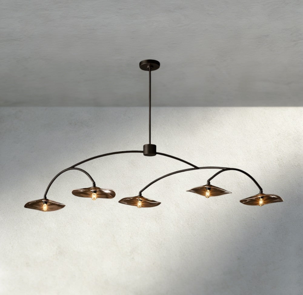 Lily Smoke Glass Linear Chandelier - Cyran Lamps