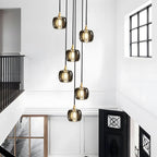 Long Spiral Cubes Crystal Chandelier for Staircase - Cyran Lamps