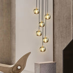 Long Spiral Cubes Crystal Chandelier for Staircase - Cyran Lamps